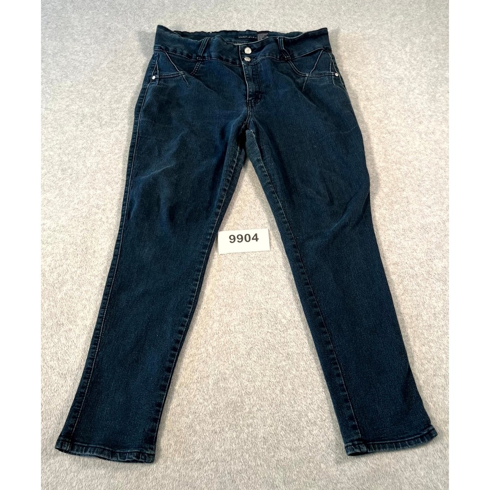 Diamante Jeans Womens 16 Blue Denim Cotton Stretch Dark Wash Straight Leg Casual
